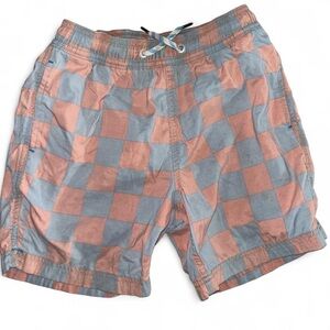 Crewcuts Kids Checkered Swim Trunks - Blue and Pink